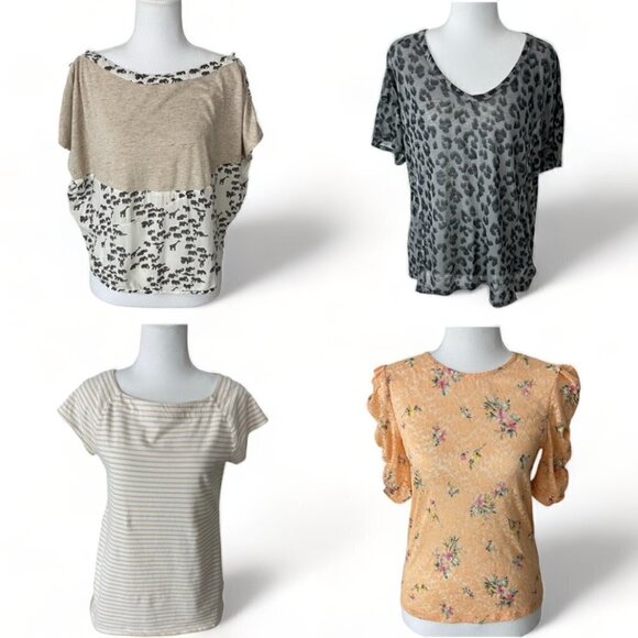 Sugarlips, Elodie, WHBM, Lucky Brand (Lot of 4) Summer Short Sleeve Tops (S) - Picture 1 of 16